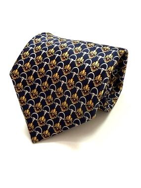 Vintage Paolo Gucci Silk Tie in Horsebit Print